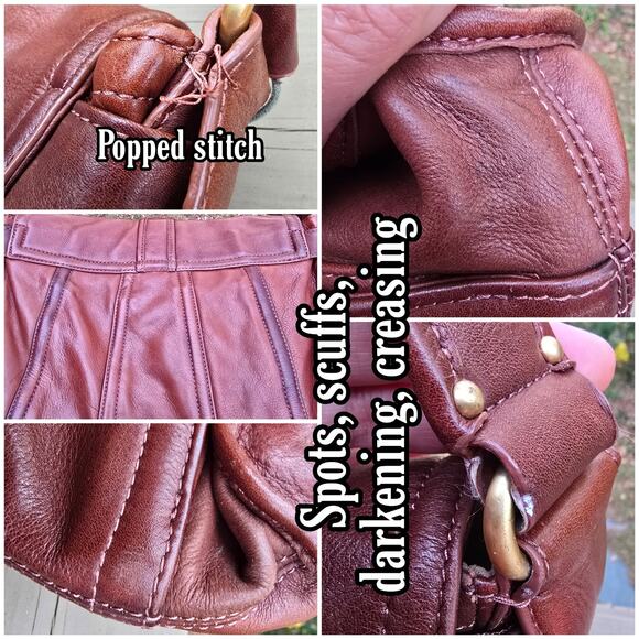 Brown Leather Purse Liz Claiborne Flap Handbag Gild Tone Hardware Satchel - Picture 6 of 9